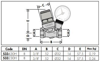 3/8 Eğimli Basınç Düşürücü Vana - Kahve Makineleri İçin